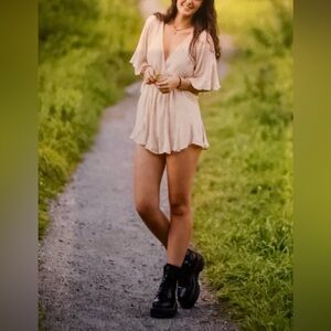 Free people romper XS Cream off white Wrap-Style x small boho hippie